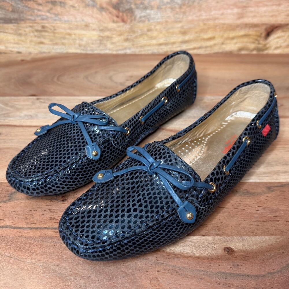 Marc Joseph New York | 7 | Cypress Hill Nappa Leather Navy Snake Print Loafer